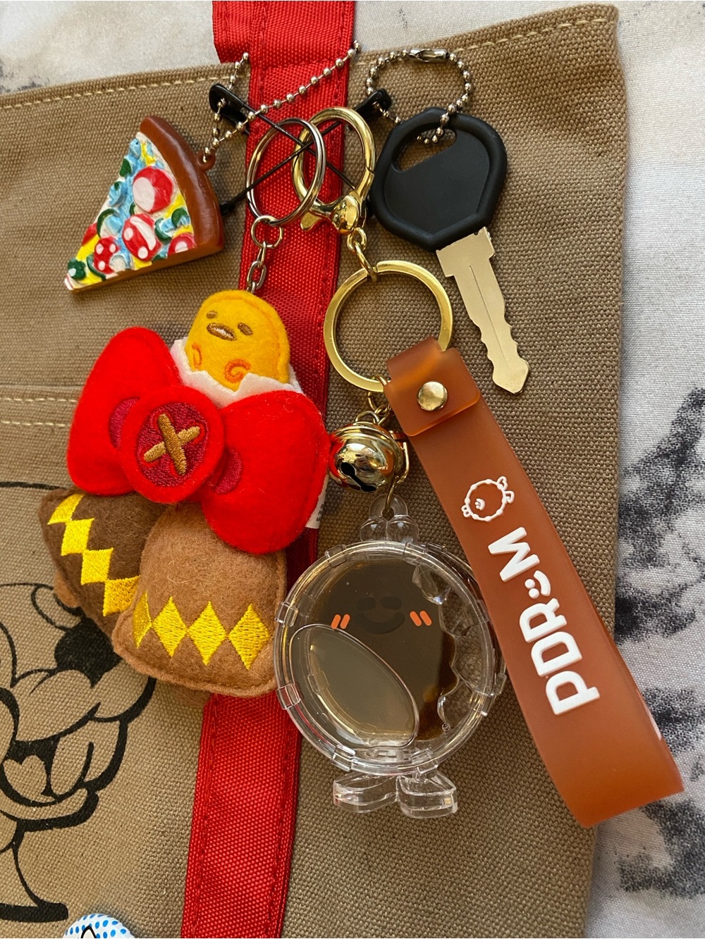 LOADED 🍕 Buc-ee's Retro Y2K Sanrio Trinket Charm Keychain Tote Bag - Picture 3 of 7